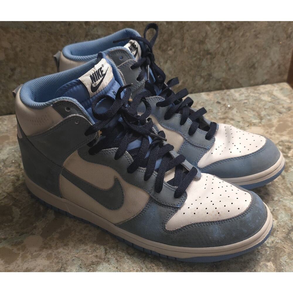 Nike Dunk High White - 317982-412 - Sz 11.5 Mens Blue Swoosh Basketball Athletic